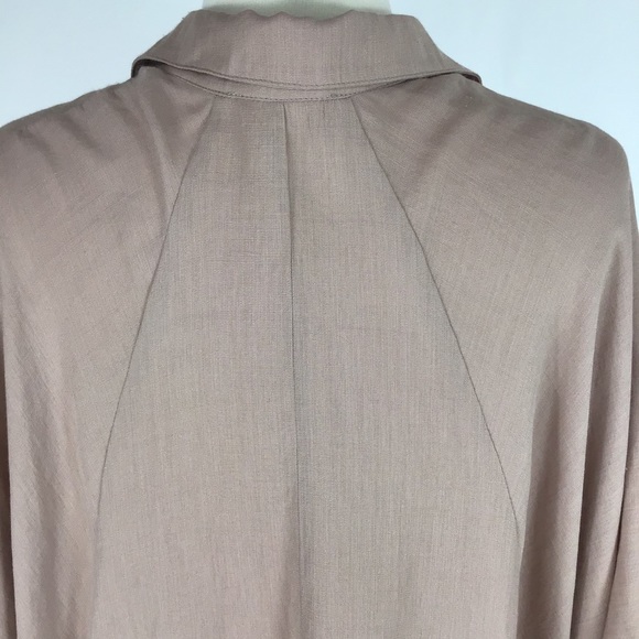 Kyemi Tunic blush neutral ruffle button loose L blouse top Pink oversized boho - Picture 10 of 13